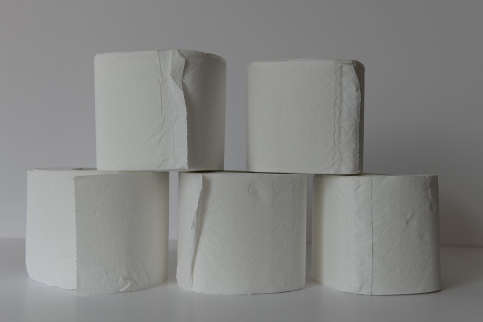 Stacked toilet paper rolls